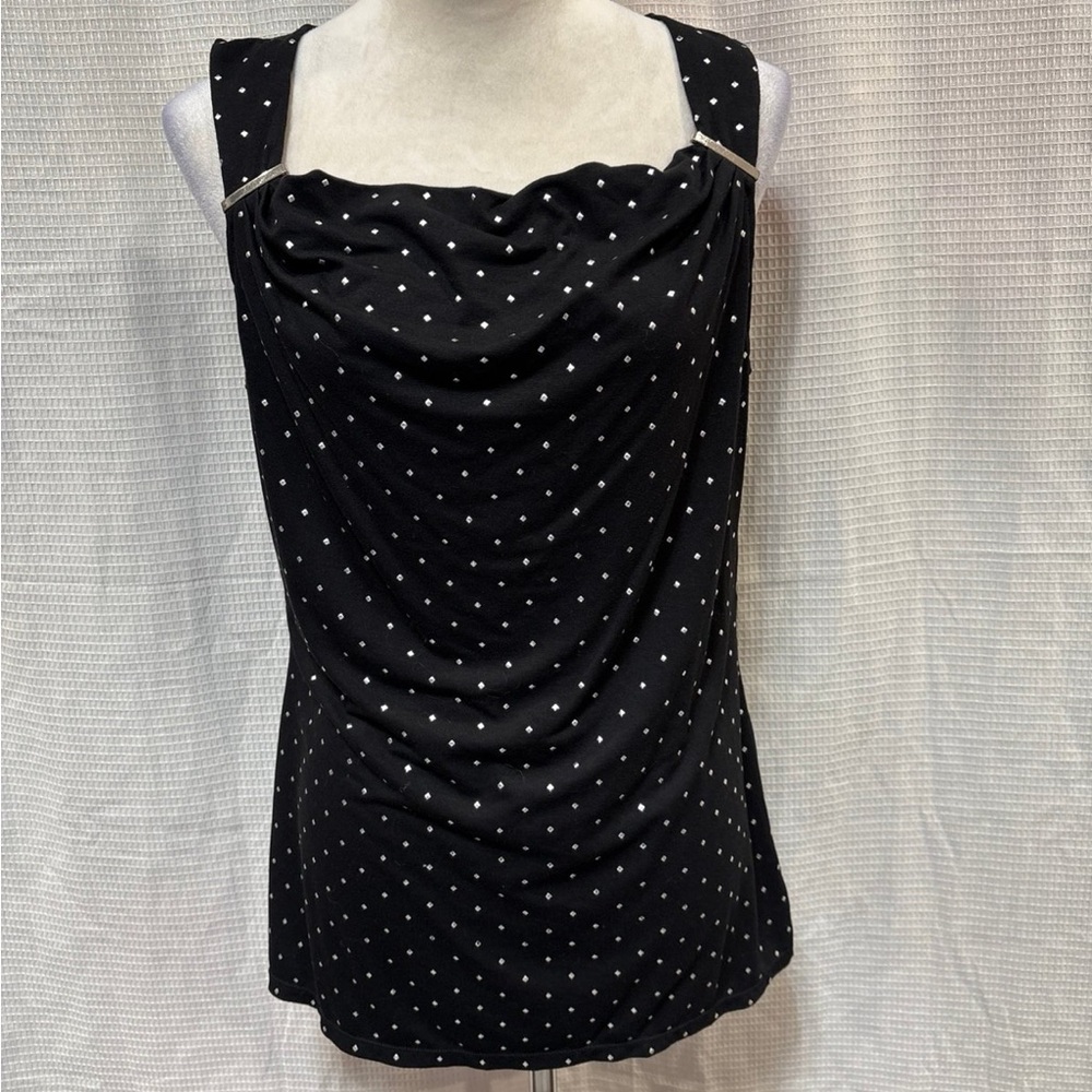 White House Black Market Black and White Polka Dot Blouse